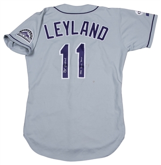 1999 Jim Leyland Game Used, Signed & Inscribed Colorado Rockies Road Jersey (Beckett)